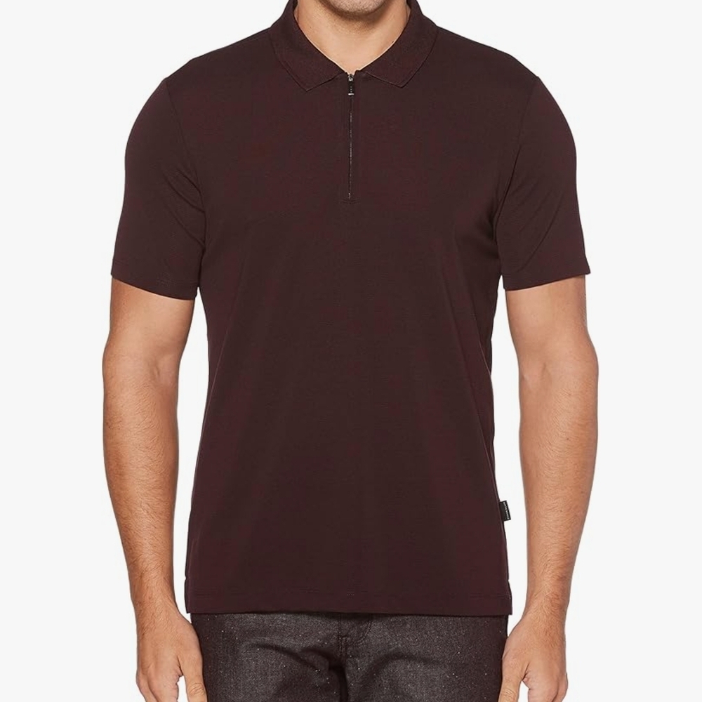 Perry Ellis Mens Short Sleeve Zip Polo Shirt Size Small
